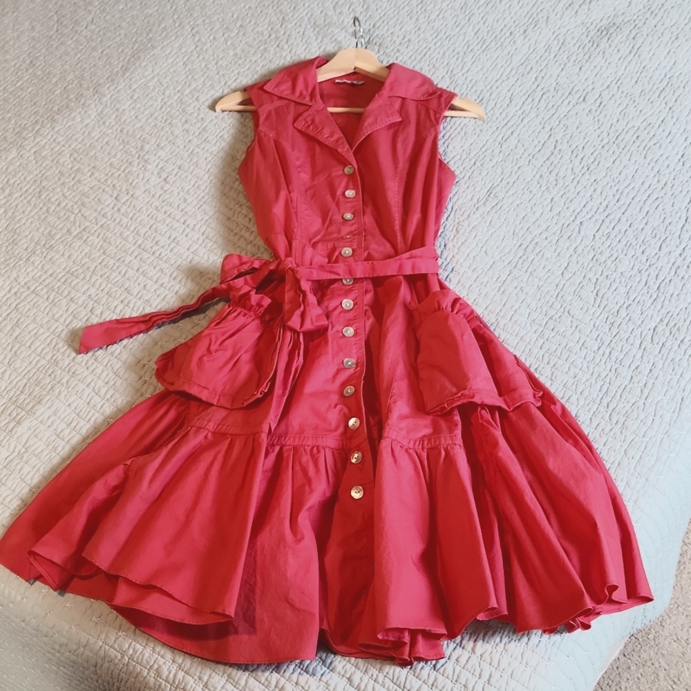 Pink Sleeveless Button-Up Dress S